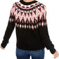 Hooked Up By IOT Junior's Fair Isle Crewneck Sweater Black Size X-Large