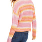 Hooked Up Women's By IOT Juniors' Striped Mock-Neck Sweater Pink Size Extra Large