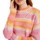 Hooked Up By IOT Juniors' Striped Mock-Neck Sweater Pink Size Medium