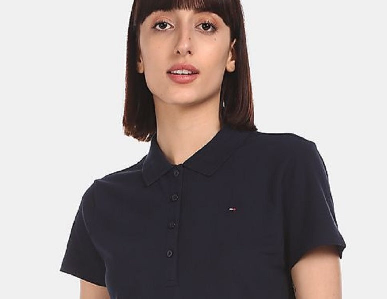 Tommy Hilfiger Women's Core Polo Shirt Black Size Large