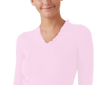 Hooked Up by IOT Juniors' Ruffled V-Neck Sweater Pink Size X-Large