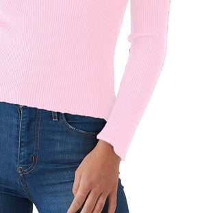 Hooked Up by IOT Juniors' Ruffled V-Neck Sweater Pink Size X-Small