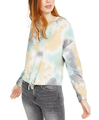 Hooked Up By  Iot Juniors' Tie Dye Sweatshirt Gray Size Extra Large