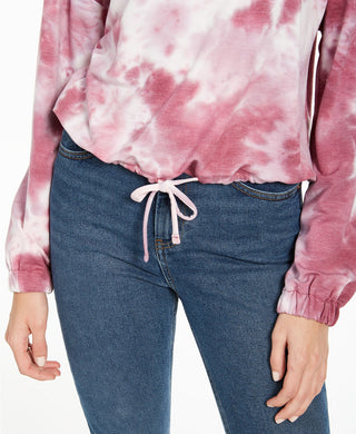 Hooked Up By IOT Juniors' Tie Dye Sweatshirt Pink Size Medium