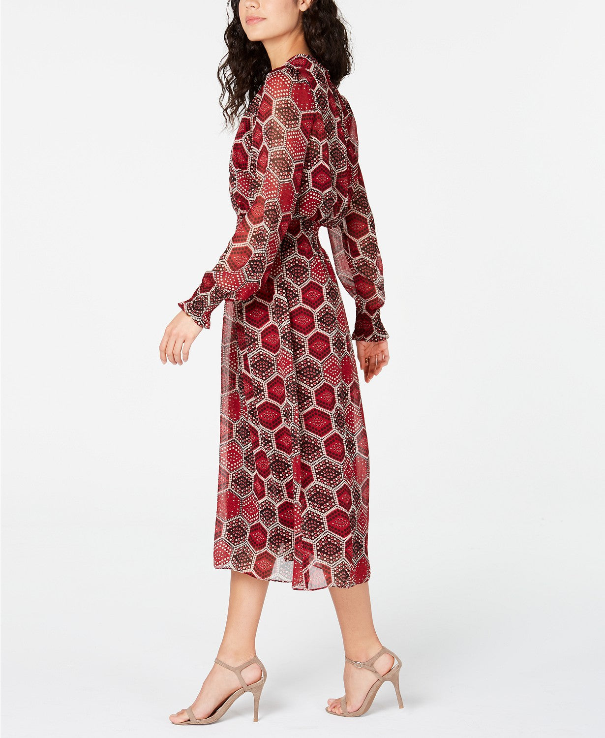 Tommy Hilfiger Women's Long-Sleeve Honeycomb Dress Red Size Large