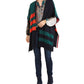 Tommy Hilfiger Women's Colorblocked Poncho Cardigan Blue Size Extra Large