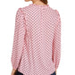 Tommy Hilfiger Women's Printed Ruffled-Neck Blouse Bright Pink Size XX-Large