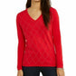Tommy Hilfiger Women's Studded Argyle Cotton Sweater Red Size X-Large