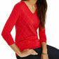 Tommy Hilfiger Women's Studded Argyle Cotton Sweater Red Size X-Large