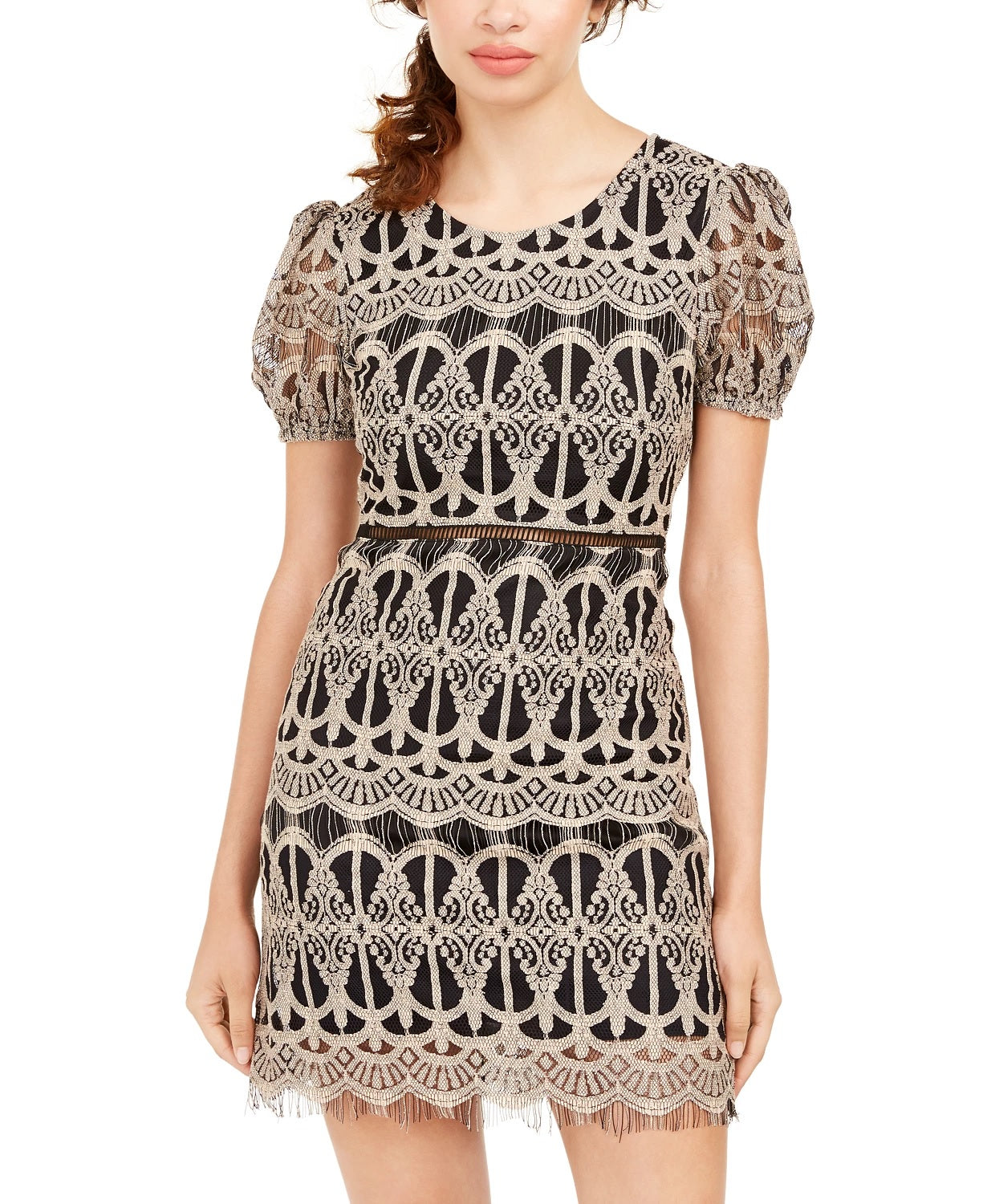 Speechless Juniors' Lace Bodycon Dress Beige Size Medium