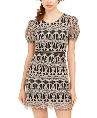 Speechless Juniors' Lace Bodycon Dress Beige Size Medium