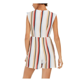 Speechless Juniors' Surplice Striped Romper Natural Size Small