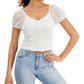 Crave Fame Juniors'  Ruched Mesh Top White Size Large