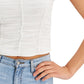 Crave Fame Juniors'  Ruched Mesh Top White Size Large