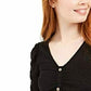 Crave Fame Juniors' Ruched Textured Top Black Size Medium