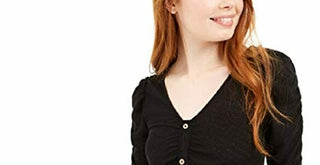 Crave Fame Juniors' Ruched Textured Top Black Size Medium