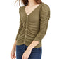 Crave Fame Juniors' Ruched Textured Top Green Size Small