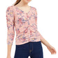 Crave Fame Junior's Ruched Floral Top Pink Size Large