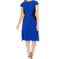 Jessica Howard Women's Belted Colorblocked Fit & Flare Dress Blue Size 16