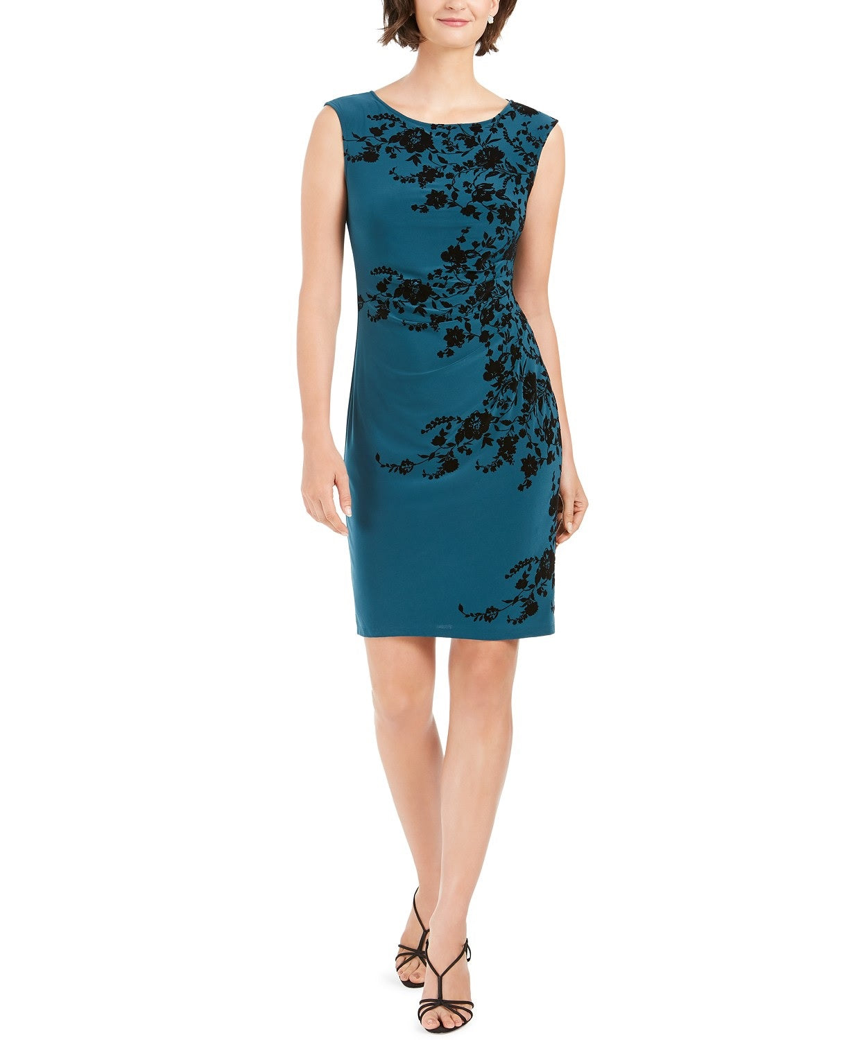 Jessica Howard Women's Petite Velvet-Flocked Dress Bkn Size 14P