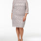 Jessica Howard Women's Plus Size Sequined Lace Shift Dress Dark Beige Size 20