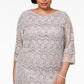 Jessica Howard Women's Plus Size Sequined Lace Shift Dress Dark Beige Size 20