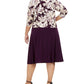 Jessica Howard Women's Plus Size Ruched-Waist Dress & Floral-Print Jacket Purple Size 16W