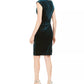 Jessica Howard Women's Cowlneck Glitter-Velvet Sheath Dress Dark Green Size 12