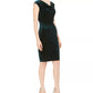 Jessica Howard Women's Cowlneck Glitter-Velvet Sheath Dress Dark Green Size 12