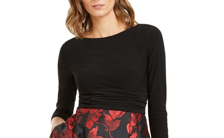 Jessica Howard Women's Pleated-Skirt Fit & Flare Dress Black Size 12