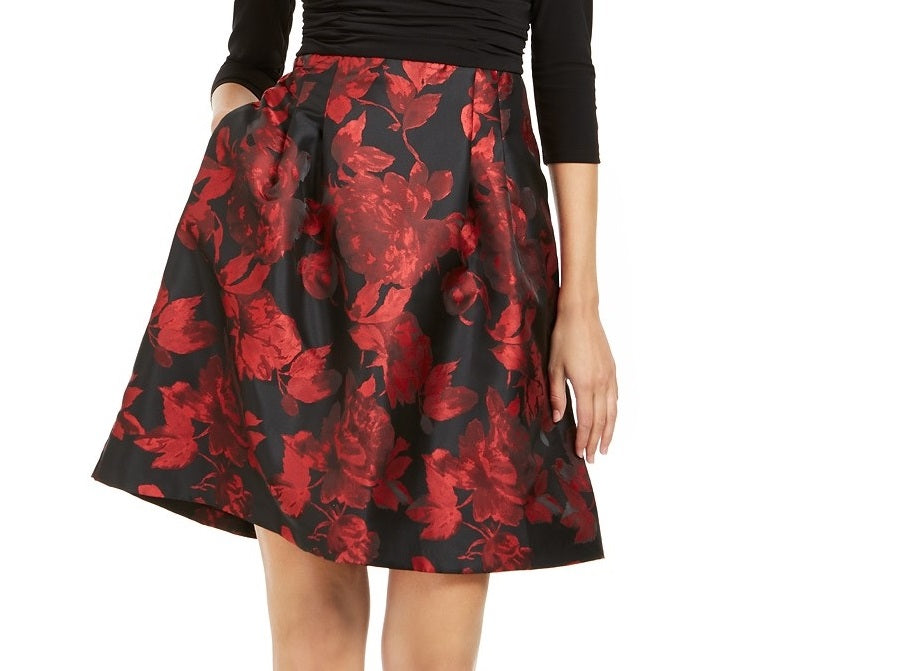 Jessica Howard Women's Pleated-Skirt Fit & Flare Dress Black Size 12