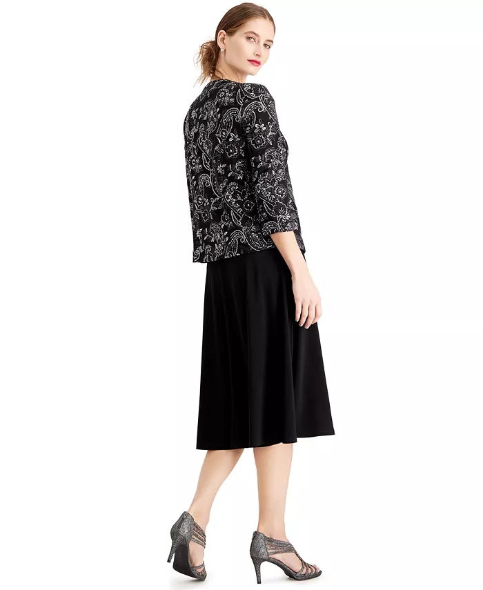 Jessica Howard Women's Glitter Dress & Jacket Silver Size 8