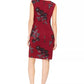 Jessica Howard Women's Velvet Sparkle Sheath Dress Red Size 12 Petite