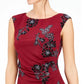 Jessica Howard Women's Velvet Sparkle Sheath Dress Red Size 12 Petite