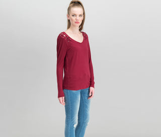 Crave Fame Juniors' Lace-Back Top Brown Size Medium