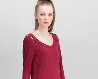 Crave Fame Juniors' Lace-Back Top Brown Size Medium