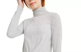 Crave Fame Juniors' Cozy Twist-Front Turtleneck Top Silver Size Small