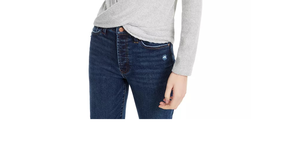 Crave Fame Juniors' Cozy Twist-Front Turtleneck Top Silver Size Small