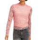 Crave Fame Juniors' Lace Mock-Neck Top Med Pink Size Medium