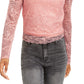 Crave Fame Juniors' Lace Mock-Neck Top Med Pink Size Medium