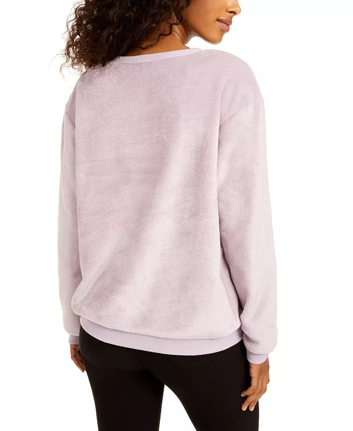 Love Tribe Juniors' Too Cold To Care Plush Sweatshirt  Purple Size Extra Large