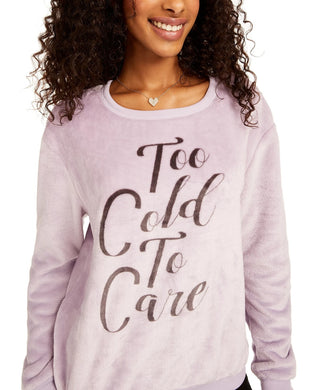 Love Tribe Juniors' Too Cold To Care Plush Sweatshirt  Purple Size Extra Large