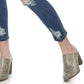 Indigo Rein Women's Juniors' Distressed Two-Button Jeans Med Blue Size 11