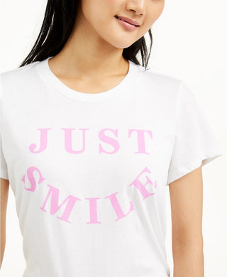 Love Tribe Junior's Just Smile T-Shirt White Size X-Large