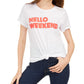 Love Tribe Women's Juniors' Hello Weekend Graphic T-Shirt White Size Large