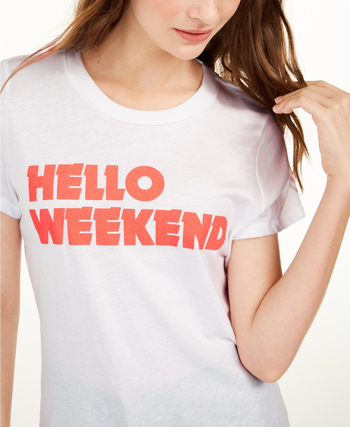 Love Tribe Women's Juniors' Hello Weekend Graphic T-Shirt White Size Large