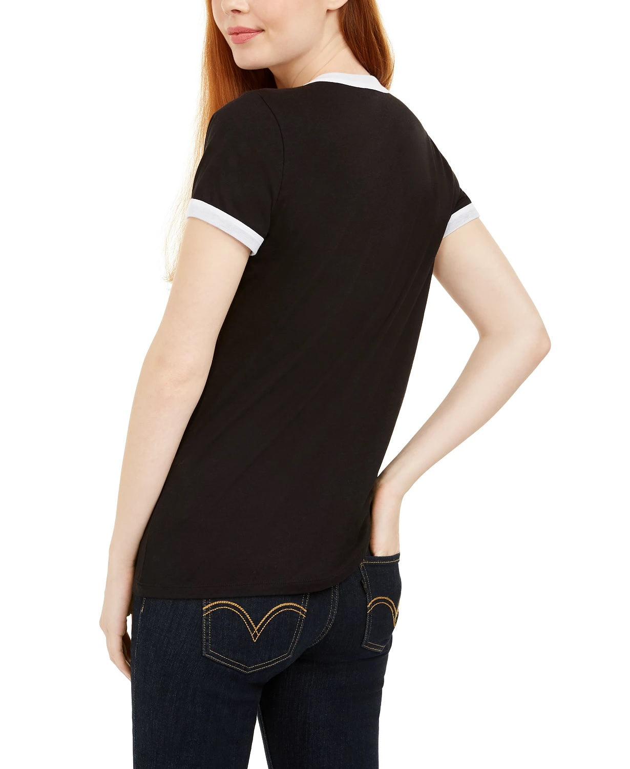 Love Tribe Junior's Obviously Busy Graphic Ringer T-Shirt Black Size Medium