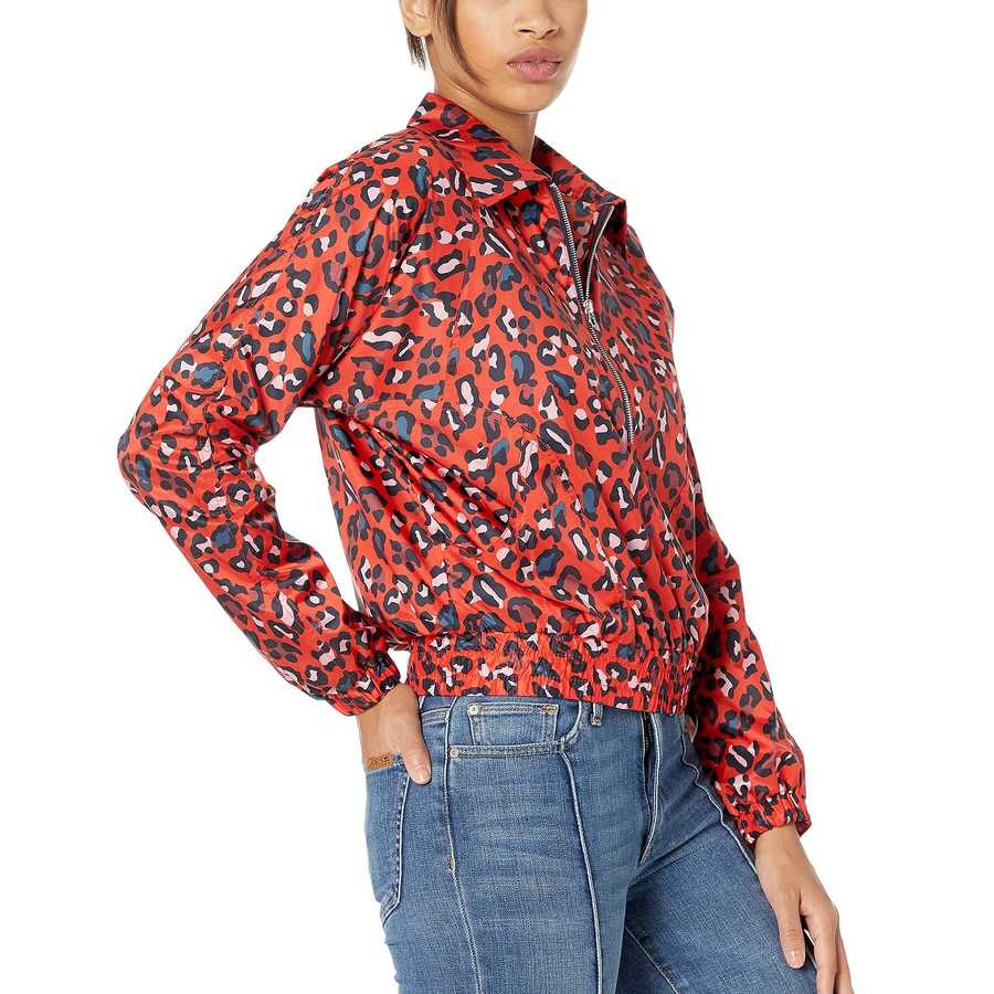 Juicy Couture Women's Psycho Hyper Leopard Track Jacket Red Size Small