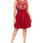 Love Women's Squared Trendy Plus Size Lace Fit & Flare Dress Medium Red Size Extra Large