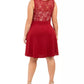 Love Women's Squared Trendy Plus Size Lace Fit & Flare Dress Medium Red Size Extra Large